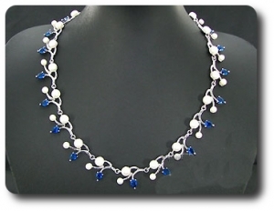 Pearl & Blue Sapphire Necklace + Earrings