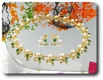 Pearl & Green Emerald Necklace + Earrings