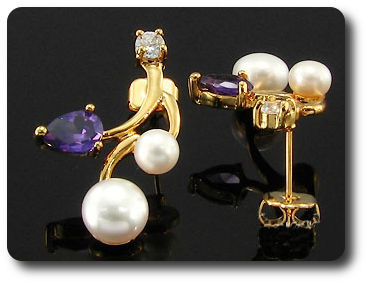 Pearl & Purple Amethyst Necklace + Earrings