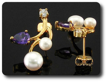 Pearl & Purple Amethyst Necklace + Earrings
