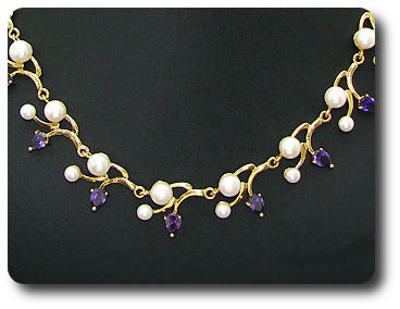 Pearl & Purple Amethyst Necklace + Earrings