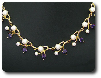 Pearl & Purple Amethyst Necklace + Earrings