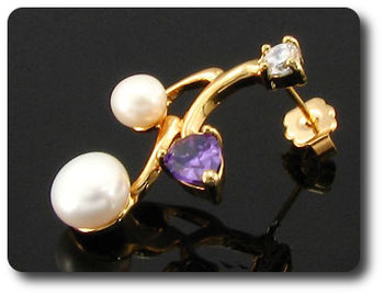 Pearl & Purple Amethyst Necklace + Earrings