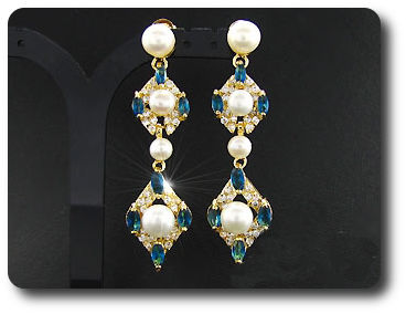 Pearl & Blue Sapphire Necklace + Earrings