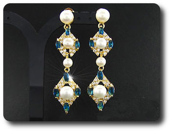 Pearl & Blue Sapphire Necklace + Earrings