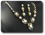 Pearl & Blue Sapphire Necklace + Earrings