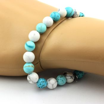 Bracelet Perles Howlite + Turquoise 8 mm.