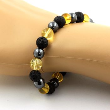 Bracelet Perles Hématite + Citrine + Lave 8 mm.