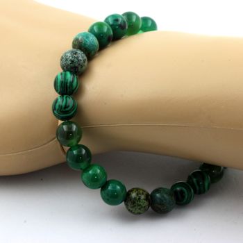 Bracelet Perles Chrysocolle + Agate verte + Turquoise Africaine + Malachite 8 mm.