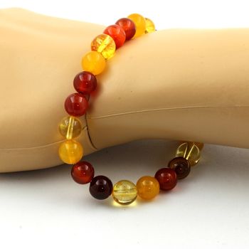 Bracelet Perles Citrine + Agate rubanée + Agate Rouge + Agate jaune 8 mm.
