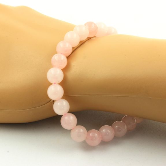 Bracelet Perles Quartz rose 8 mm.