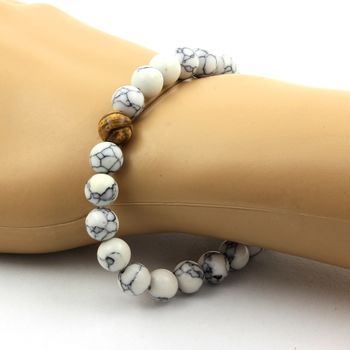 Bracelet Perles Howlite + Jaspe Paysage 8 mm.