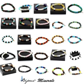 Bracelet Perles Malachite + Lave 8 mm.