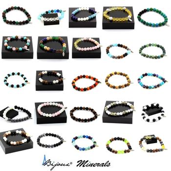 Bracelet Perles Chrysocolle + Labradorite 8 mm.