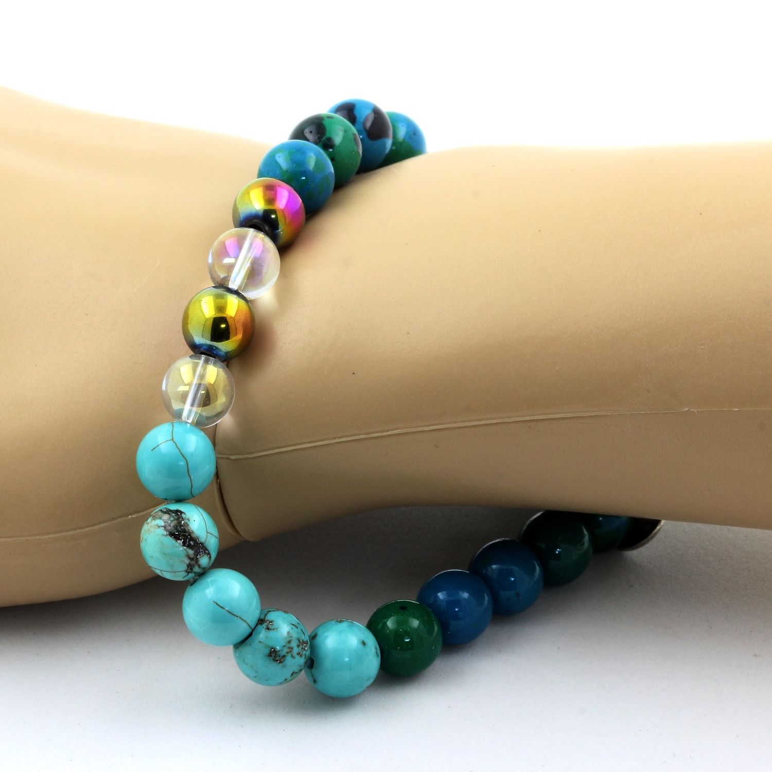 Bracelet Perles Homme/femme Chrysocolle, Turquoise, Quartz Titane, Hématite - Marque A Bijoux - Neuf Avec étiquettes