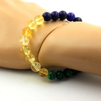 Bracelet Perles Lapis Lazuli + Citrine + Malachite 8 mm.