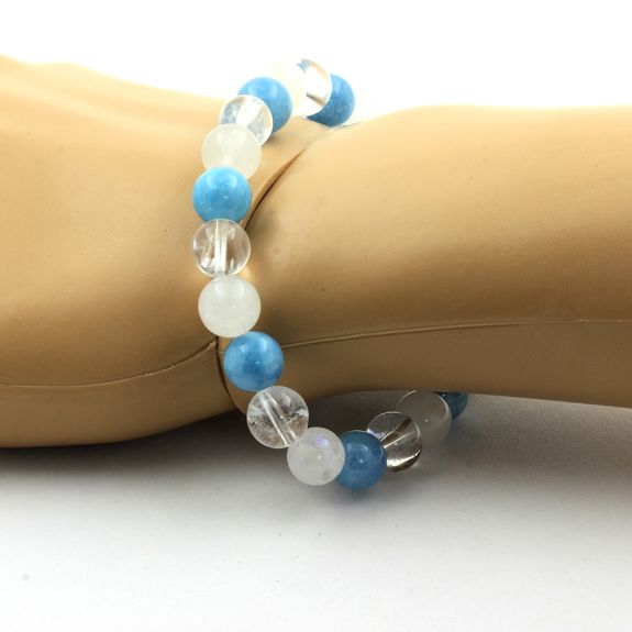 Blue Chalcedony Quartz Moonstone Bracelet mm Made in