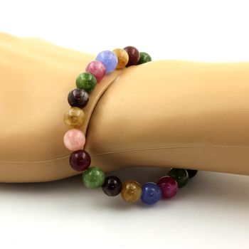 Bracelet Perles Tourmaline multicolore 8 mm.