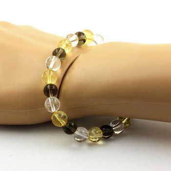Bracelet Perles Quartz fumé + Citrine + Quartz 8 mm.