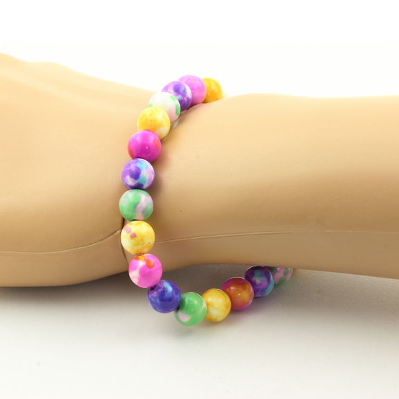 Purple Yellow Jasper + Pink Green Jasper + Blue Purple Jasper + Yellow Pink Jasper Bracelet 8 mm Beads.