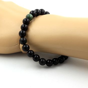 Bracelet Perles Agate noire + Seraphinite de Russie 8 mm.