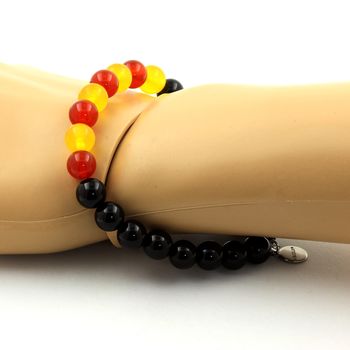 Bracelet Catalan Perles Agate noire + Agate jaune + Agate Rouge 8 mm.