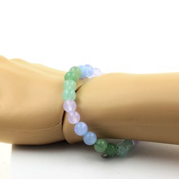 Bracelet Perles Angélite + Aventurine + Aigue-Marine + Calcédoine lavande 8 mm.