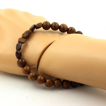 Bracelet Opale Boulder d'Australie + Perles bois 8 mm.