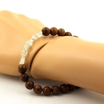 Topaz from Brazil + wood Bracelet 8 mm Beads.