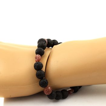 Bracelet Rubis du Brésil + Perles Lave de 8 mm.