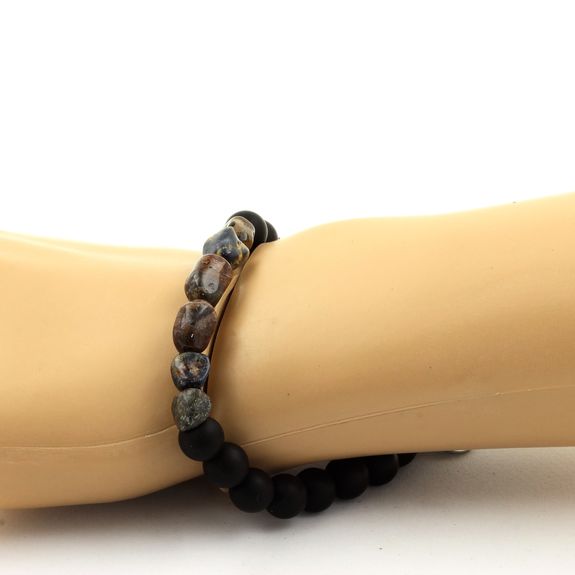Pietersite from USA + Matte Black Onyx Bracelet 8 mm Beads.
