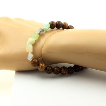 Bracelet Opale multicolore d'Australie + Perles bois de 8 mm.