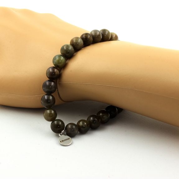 Bracelet Perles Saphir de Mogok, Birmanie, Myanmar 8 mm. Qualité 2A.