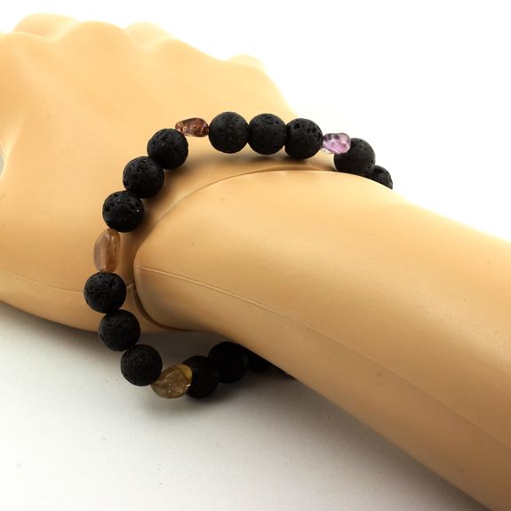 Bracelet Auralite du Canada + Perles Lave 8 mm.