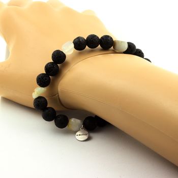 Bracelet Opale multicolore d'Australie + Perles Lave 8 mm.