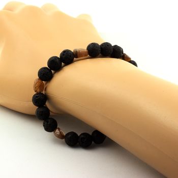 Bracelet Andalousite des USA + Perles Lave 8 mm.