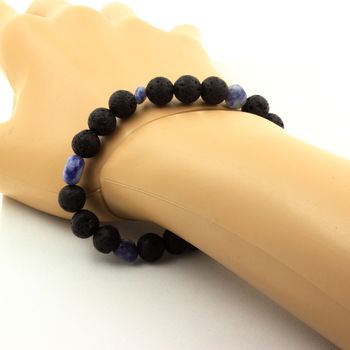 Blue Jasper from South Africa + Lava Bracelet 8 mm Beads.