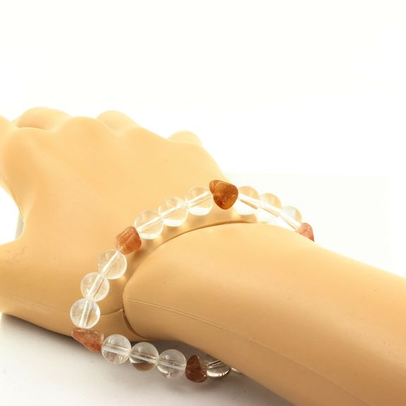 Bracelet Quartz rutile rouge du Brésil + Perles Quartz 8 mm.