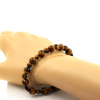 Bracelet Oeil de Tigre d'Afrique du Sud + Perles Oeil de Tigre 8 mm.