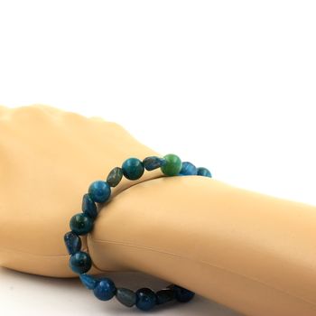 Bracelet Apatite bleu du Brésil + Perles Apatite 8 mm.