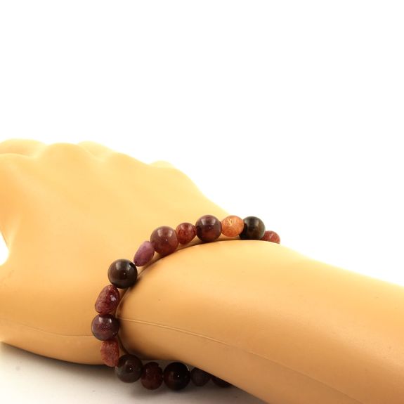 Bracelet Rubis du Brésil + Perles Rubis de Mogok, Birmanie, Myanmar 8 mm. Qualité 2A.