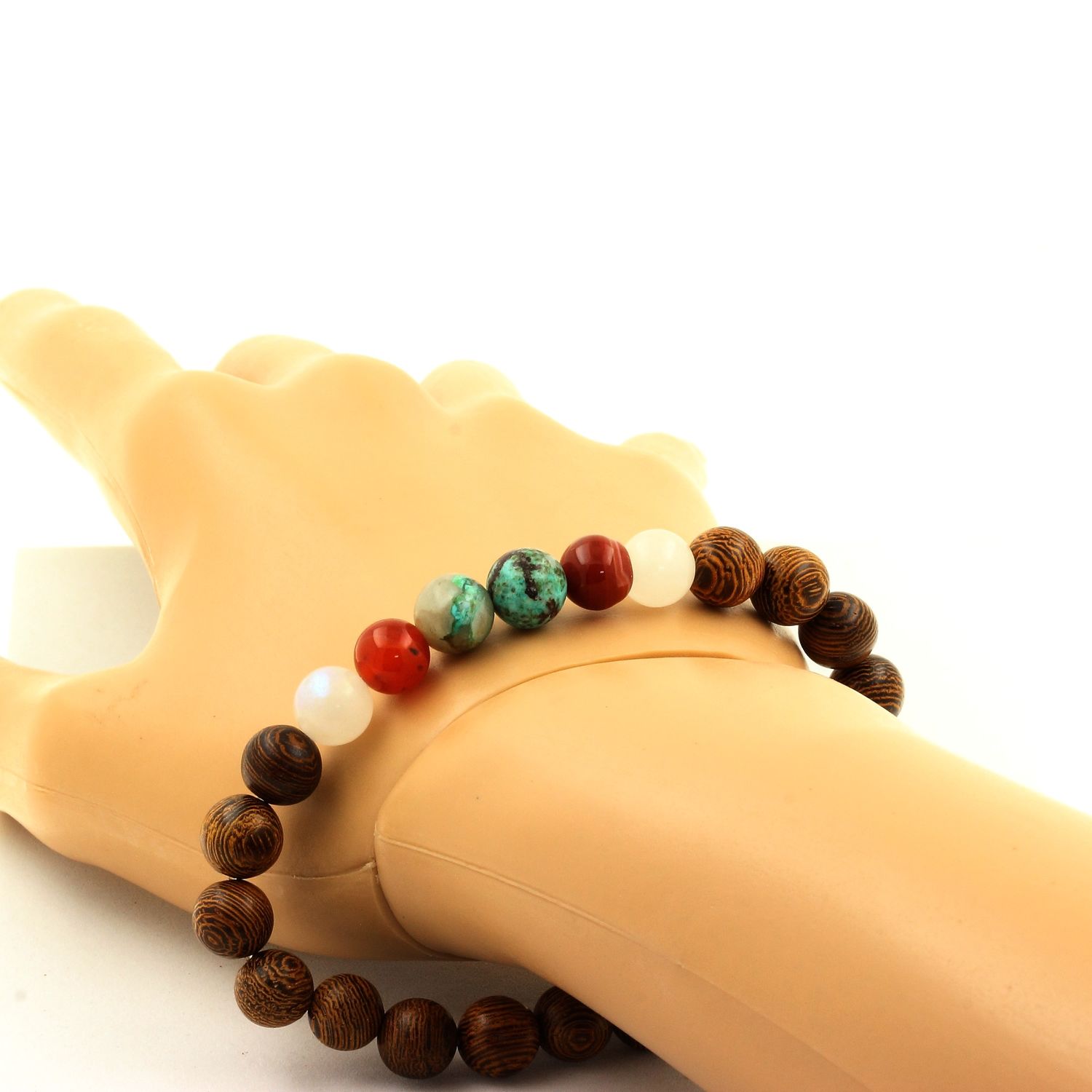 Bracelet Sur Mesure En Chrysocolle Et Bois - Homme Ou Femme - Neuf Sans Emballage