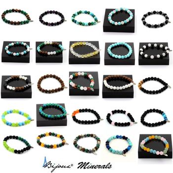 Bracelet Tourmaline multicolore du Brésil + Perles Hématite + bois 8 mm.