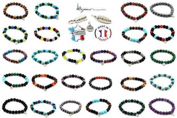 Bracelet Tourmaline multicolore du Brésil + Perles Hématite + bois 8 mm.