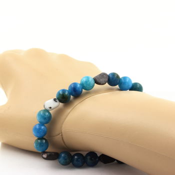 Bracelet Jaspe zèbre du Brésil + Perles Apatite 8 mm.