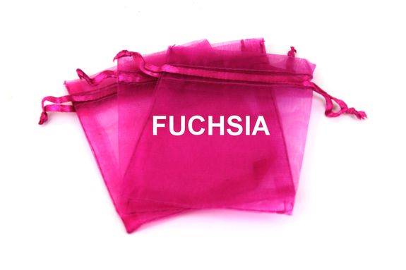 100 Pochettes Sachets couleur Fuchsia en Organza pour Bijoux, Cadeaux