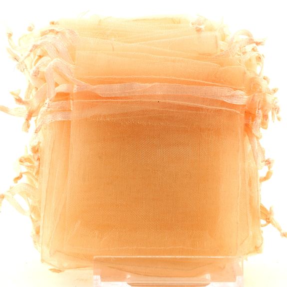 50 Pochettes Sachets couleur Pêche en Organza pour Bijoux, Cadeaux