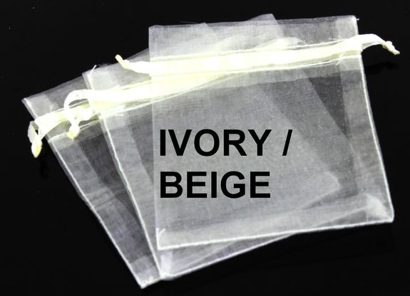 100 Pochettes Sachets couleur Beige en Organza pour Bijoux, Cadeaux
