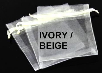100 Pochettes Sachets couleur Beige en Organza pour Bijoux, Cadeaux