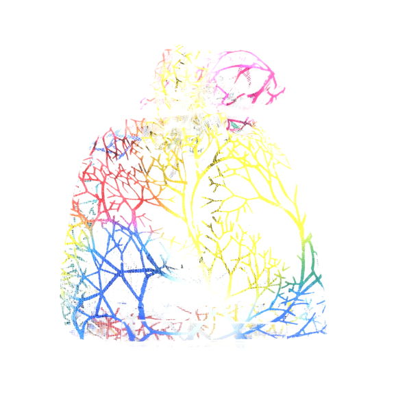 10 white Organza Bags multicolored tree pattern for Jewelry, Gifts